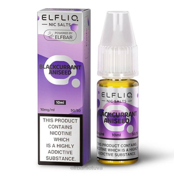 elfbar elfliq nic druskos - juodųjų serbentų anyžius - 10ml-10mg/ml 24L2177