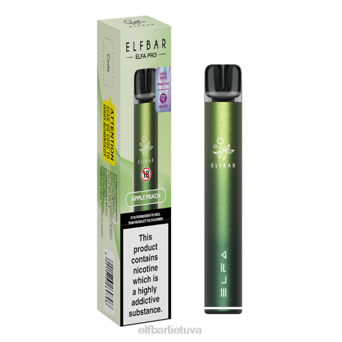 elfbar elfa pro pod rinkinys – įkraunamas 24L273 Aurora green + obuolinis persikas užpildyta ankštimi