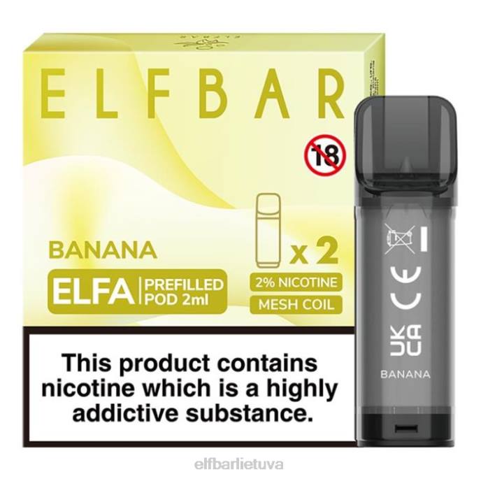 elfbar elfa užpildyta ankštis - 2ml - 20mg (2 pakuotės) 24L2105 bananas