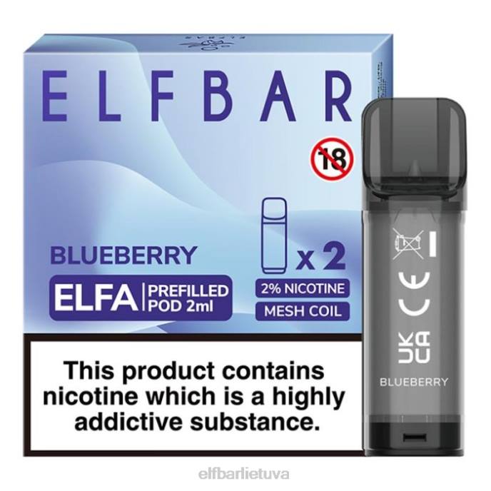 elfbar elfa užpildyta ankštis - 2ml - 20mg (2 pakuotės) 24L2106 mėlynių