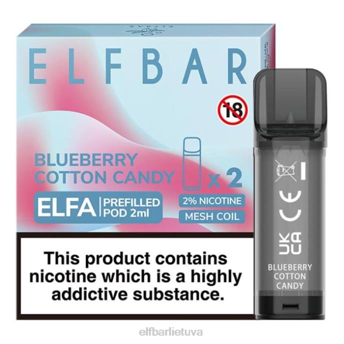 elfbar elfa užpildyta ankštis - 2ml - 20mg (2 pakuotės) 24L2106 mėlynių