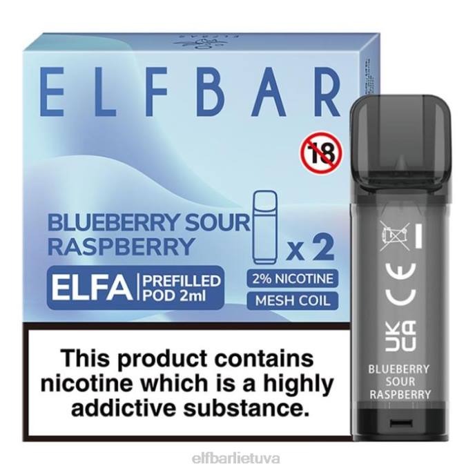 elfbar elfa užpildyta ankštis - 2ml - 20mg (2 pakuotės) 24L2106 mėlynių