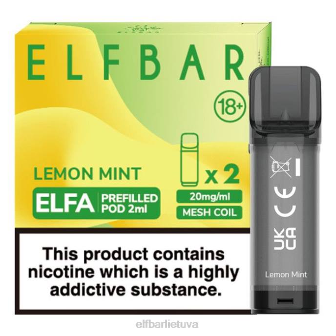 elfbar elfa užpildyta ankštis - 2ml - 20mg (2 pakuotės) 24L2110 citrinų mėtų