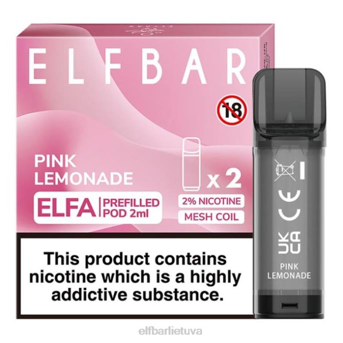 elfbar elfa užpildyta ankštis - 2ml - 20mg (2 pakuotės) 24L2111 rožinis limonadas