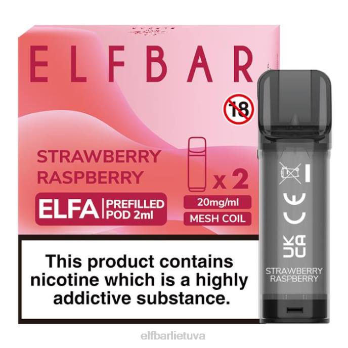 elfbar elfa užpildyta ankštis - 2ml - 20mg (2 pakuotės) 24L2112 braškių aviečių