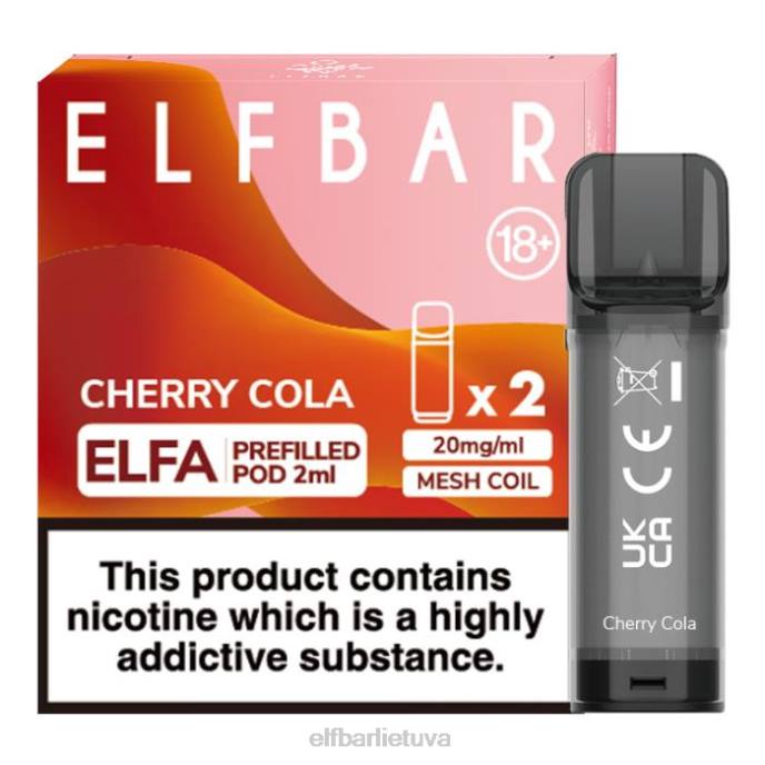 elfbar elfa užpildyta ankštis - 2ml - 20mg (2 pakuotės) 24L2113 vyšnių kola