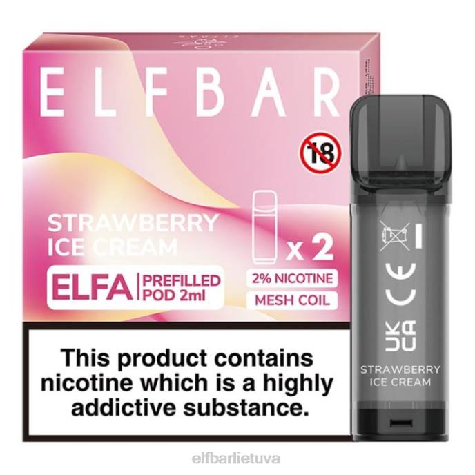 elfbar elfa užpildyta ankštis - 2ml - 20mg (2 pakuotės) 24L2115 braškiniai ledai 🍦