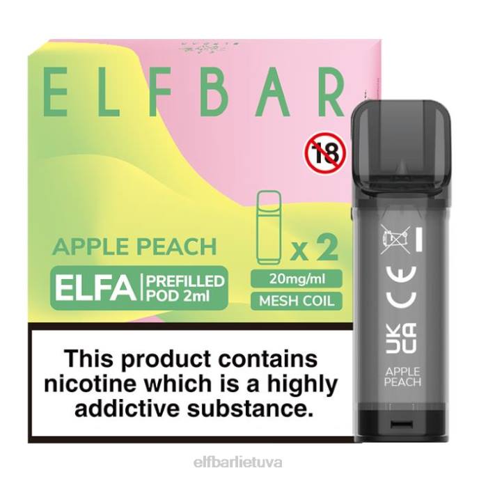 elfbar elfa užpildyta ankštis - 2ml - 20mg (2 pakuotės) 24L2116 obuolinis persikas