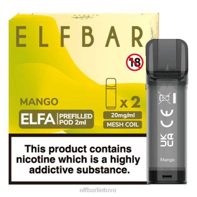 elfbar elfa užpildyta ankštis - 2ml - 20mg (2 pakuotės) 24L2118 mango