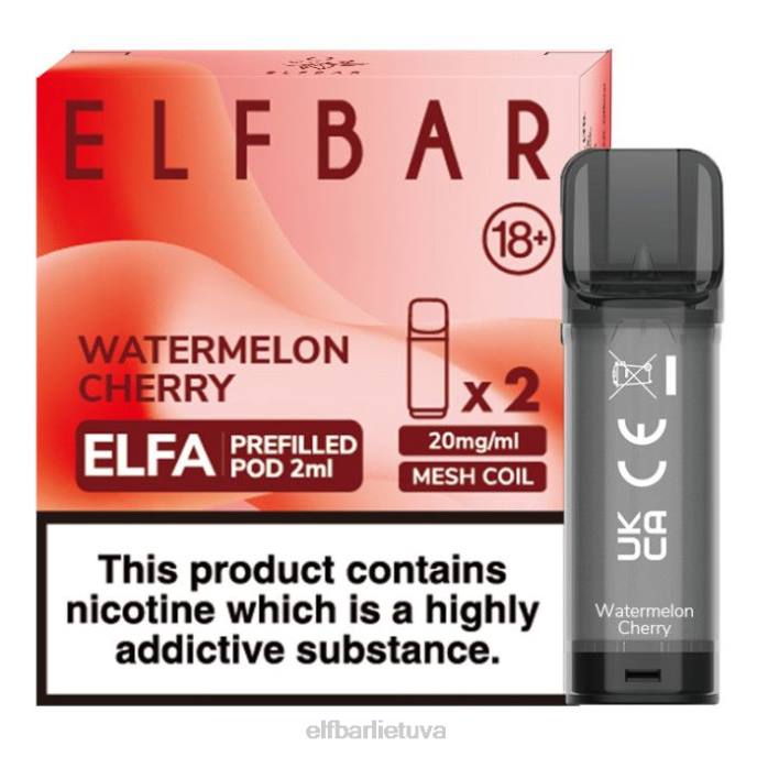 elfbar elfa užpildyta ankštis - 2ml - 20mg (2 pakuotės) 24L2121 arbūzo vyšnia