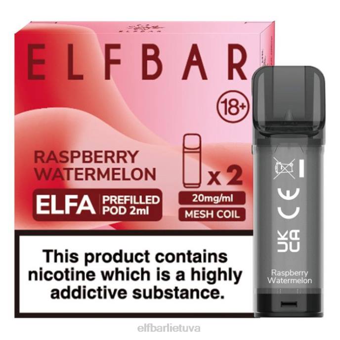 elfbar elfa užpildyta ankštis - 2ml - 20mg (2 pakuotės) 24L2122 avietinis arbūzas