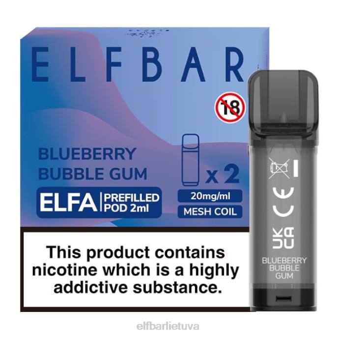 elfbar elfa užpildyta ankštis - 2ml - 20mg (2 pakuotės) 24L2126 mėlynių guma