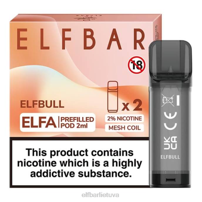 elfbar elfa užpildyta ankštis - 2ml - 20mg (2 pakuotės) 24L2128 elfų bulius