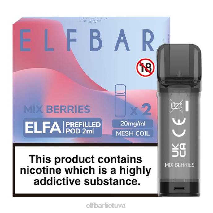 elfbar elfa užpildyta ankštis - 2ml - 20mg (2 pakuotės) 24L2132 sumaišykite uogas