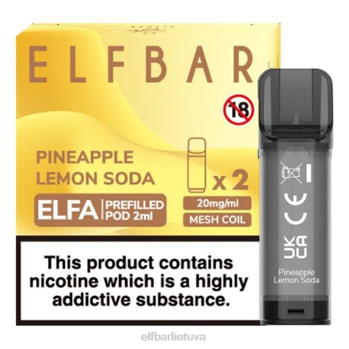 elfbar elfa užpildyta ankštis - 2ml - 20mg (2 pakuotės) 24L2134 ananasų citrinų soda