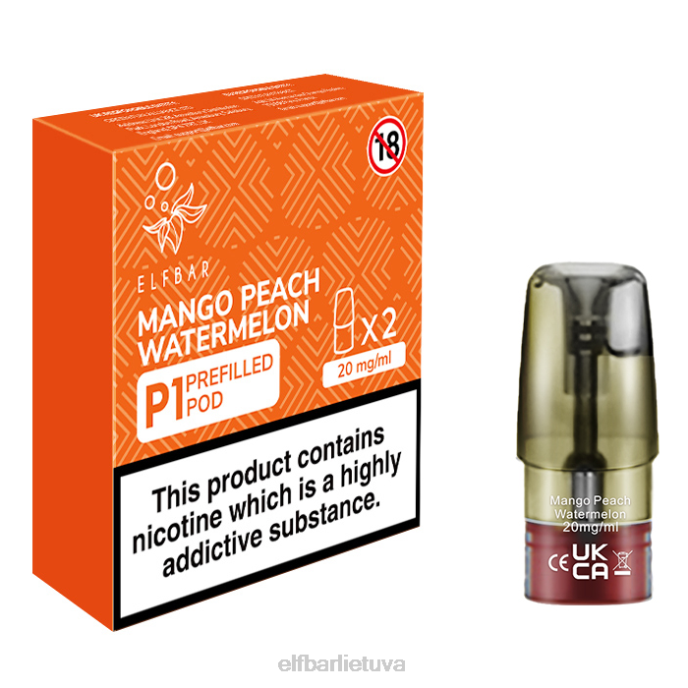 elfbar mate 500 p1 užpildytų ankščių - 20 mg (2 pakuotės) mango persikų arbūzo 24L2158