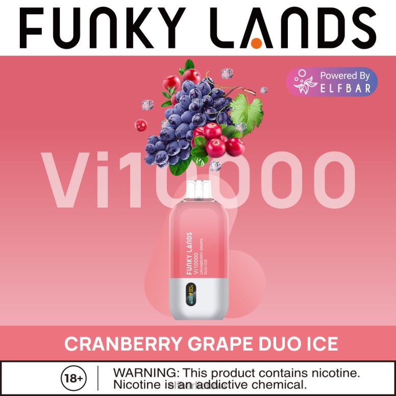 ELFBAR Funky Lands geriausio skonio vienkartinė vape vi10000 ledinė serija spanguolių vynuogių duo ledas 6FJ44156