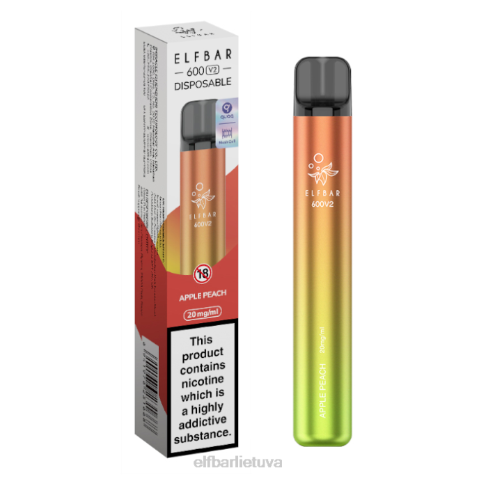 elfbar 600v2 vienkartinis vape - 20mg 24L211 obuolinis persikas