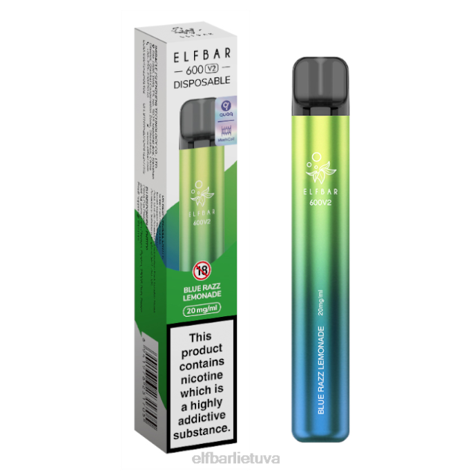 elfbar 600v2 vienkartinis vape - 20mg 24L213 mėlynas razz limonadas