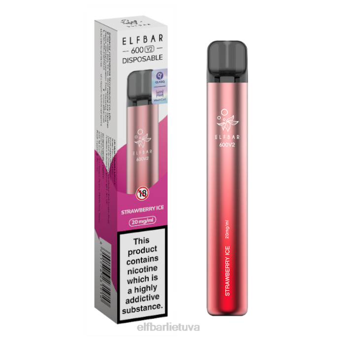 elfbar 600v2 vienkartinis vape - 20mg 24L214 braškių ledų