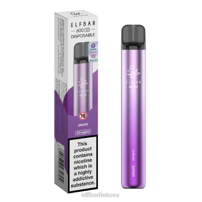 elfbar 600v2 vienkartinis vape - 20mg 24L22 Vynuogė