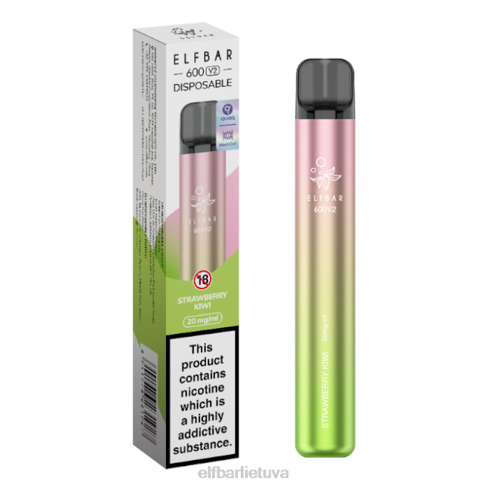 elfbar 600v2 vienkartinis vape - 20mg 24L23 braškių kivi