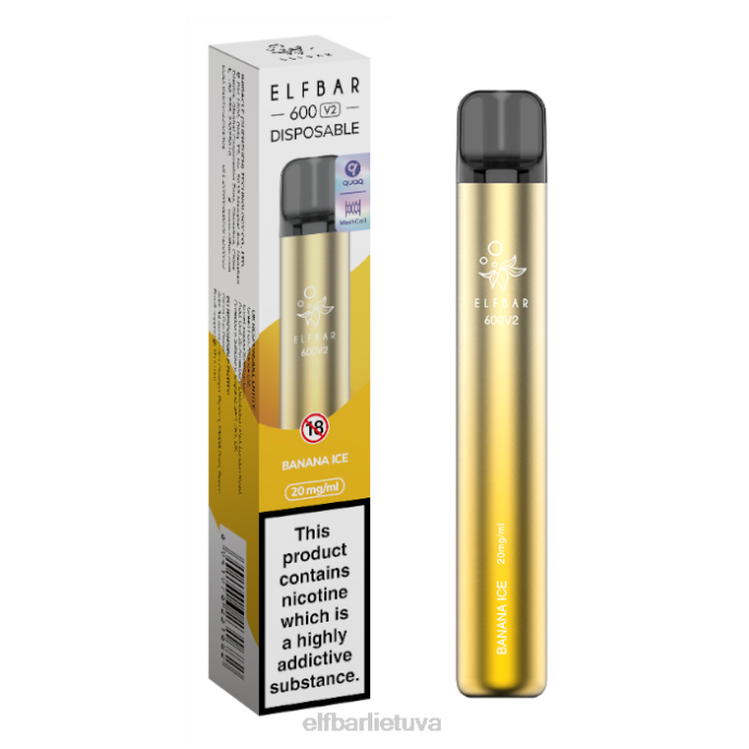 elfbar 600v2 vienkartinis vape - 20mg 24L29 bananų ledas